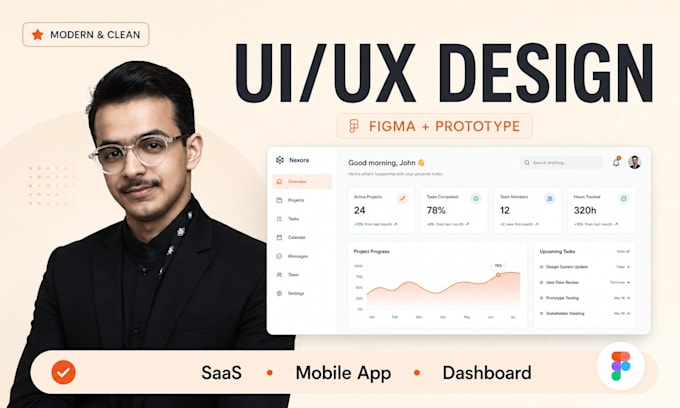 design a modern saas or app UI UX in figma with prototype