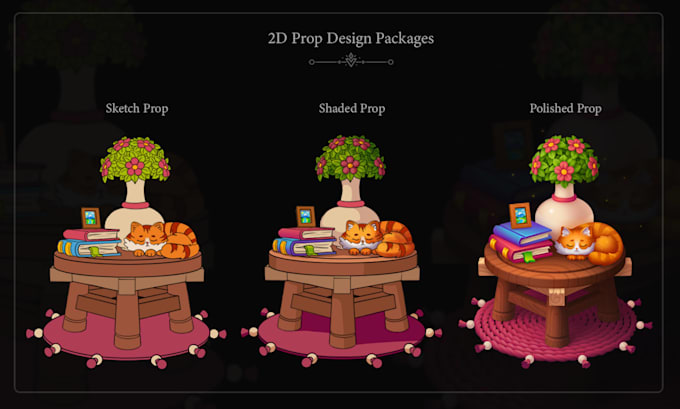 create 2d game props, characters, and ui icons