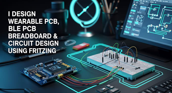 do wearable pcb, ble pcb, breadboard, schematic, circuit design using fritzing
