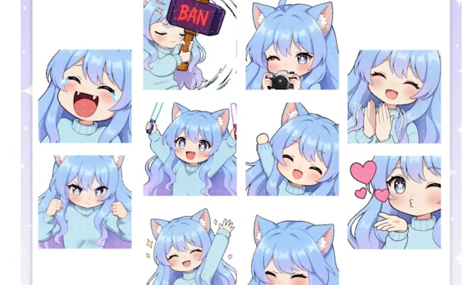 draw custom twitch emotes, chibi emotes, animated sub badges for vtuber streamer