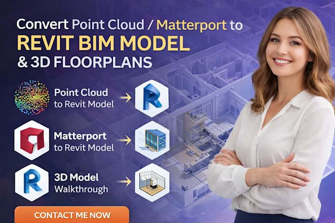 convert point cloud to revit bim model 3d matterport model walkthrough floorplan