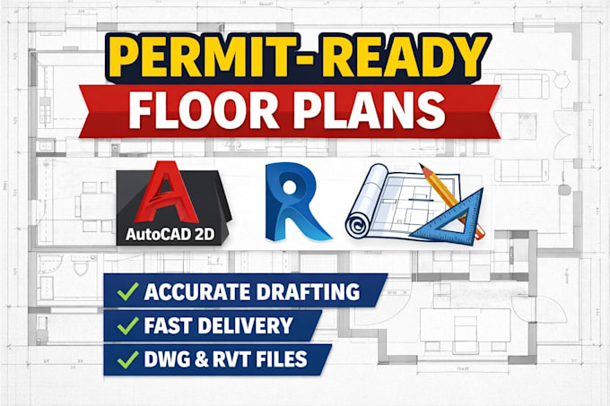 Draw permit ready architectural floor plans in autocad 2d with revit by ...