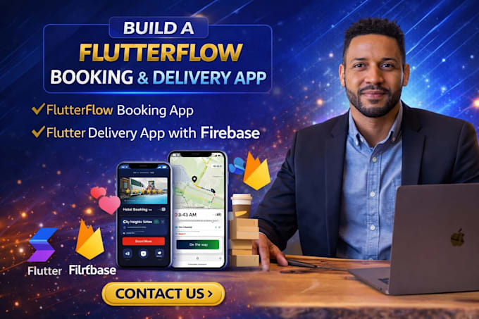 build a flutterflow booking app,  flutter delivery app with firebase