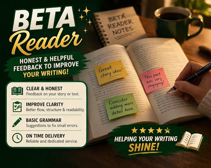 Beta reading with honest and detailed feedback by Danielamendee | Fiverr