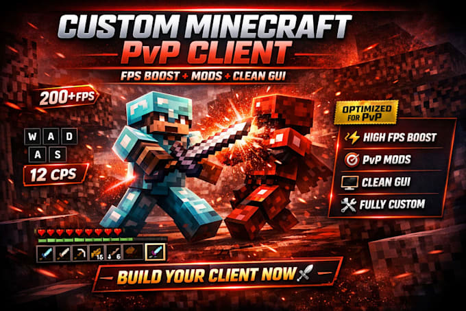 develop a custom minecraft pvp client with gui cps and keystrokes