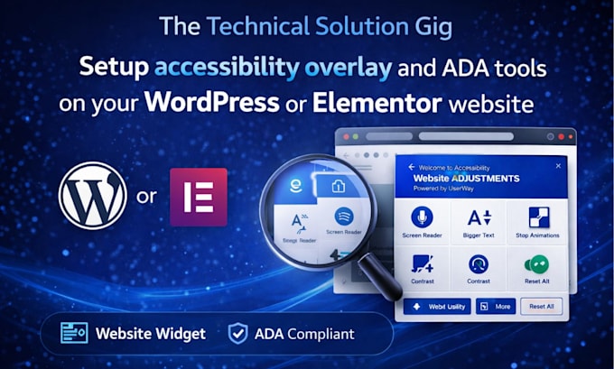 setup accessibility overlay and ada tools on your wordpress or elementor website