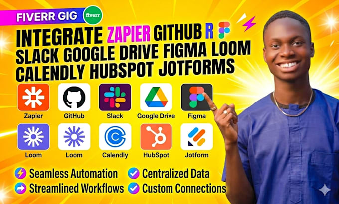 integrate zapier github slack google drive figma loom calendly hubspot jotforms