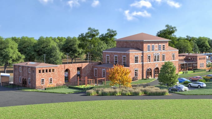 redesign house exterior renders,3d brick wall elevation, facade 3d visualization