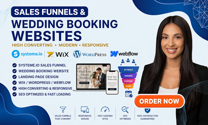 systemeio salesfunnel wedding booking website wix wordpress landing page webflow