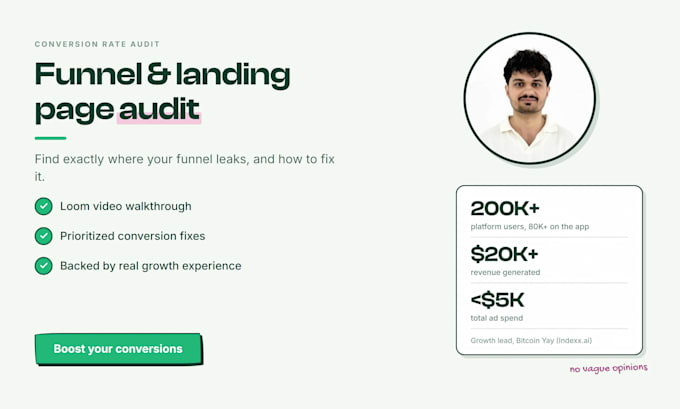 do a funnel audit and landing page audit to boost your conversions