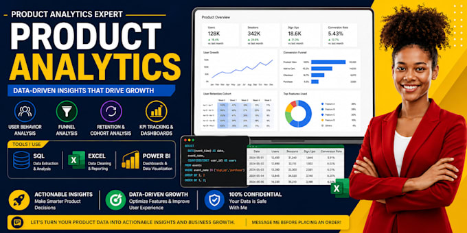 analyze product data using excel power bi and sql