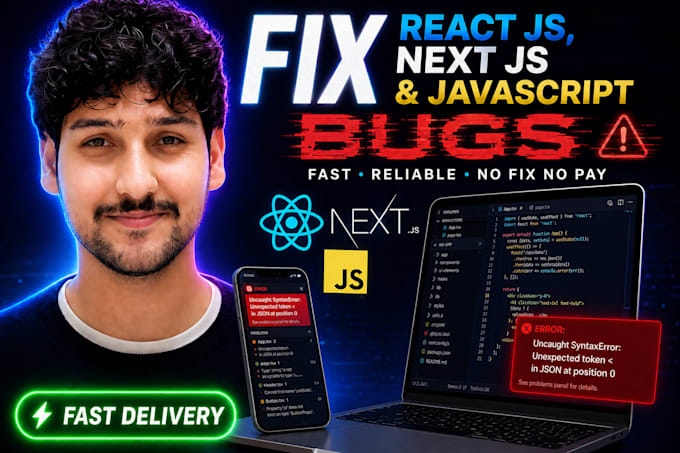 fix react js ,next js and java script fronted bugs