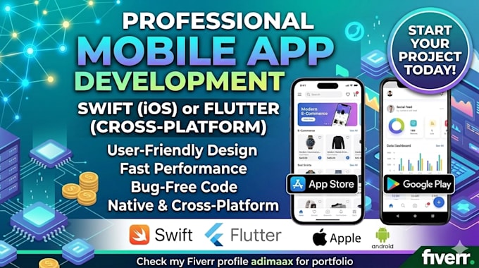 build mobile app development ios app development, flutter or swift, website