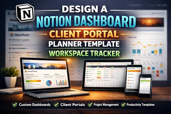 design a notion dashboard ,client portal ,planner, template,workspace,tracker