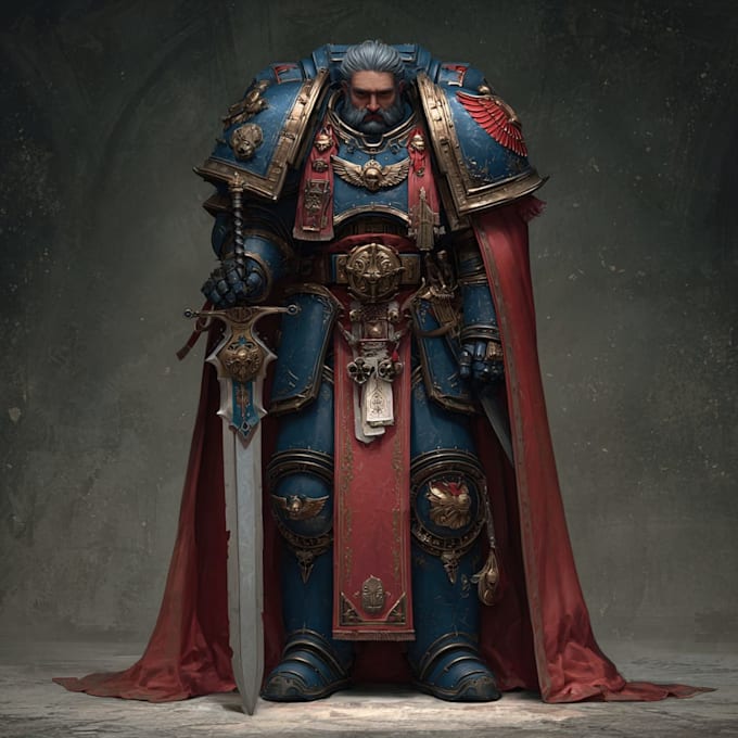 illustrate custom warhammer 40k hero or commander