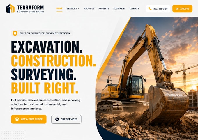 design wix excavation website construction website surveyor contractor website