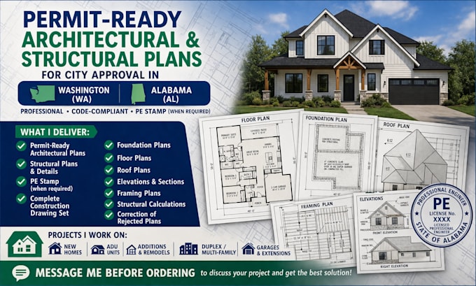 Do permit ready architectural plan house plan structural plan pe stamp ...