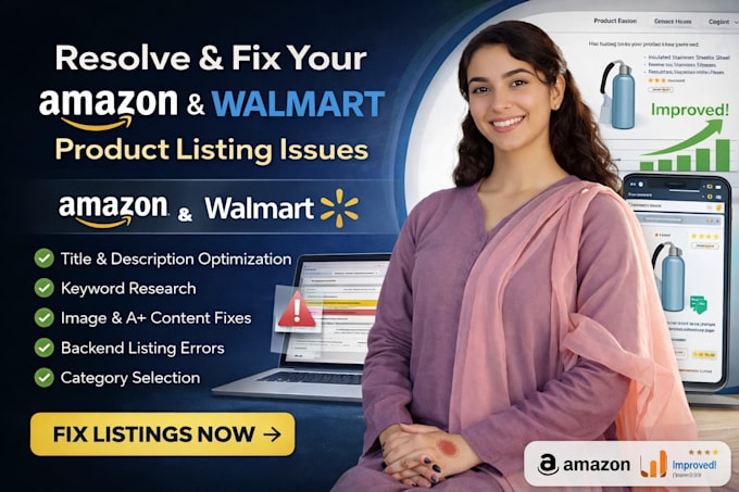 resolve and fix your amazon and walmart product listing issues