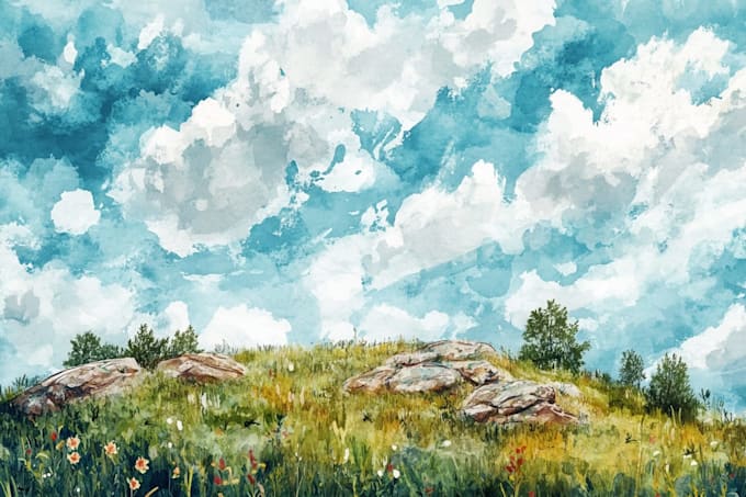 draw a watercolor landscape illustration