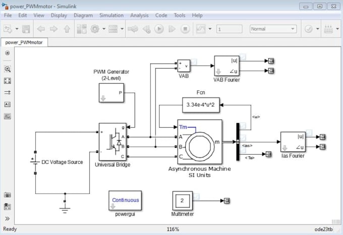 build simulate inverter, motor and power electronics system in matlab simulink