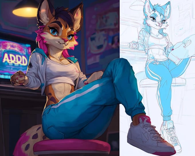 draw a custom furry character or fursona illustration