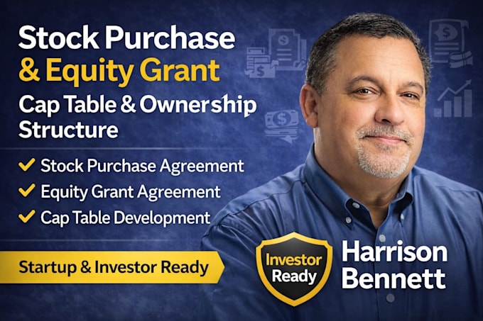 draft stock purchase, equity grant and cap table legal documents for startups