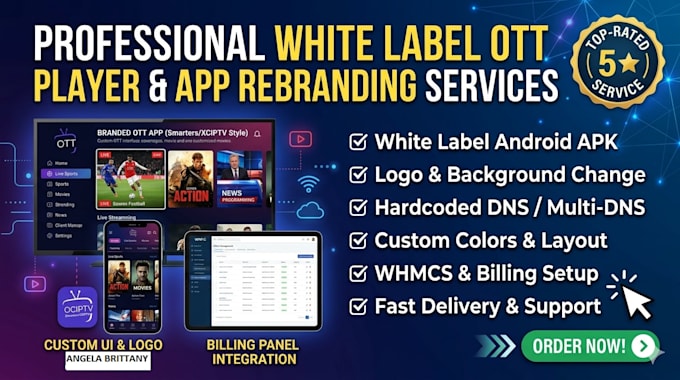 provide iptv solutions, rebrand apps, and setup streaming servers