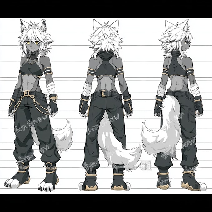 Draw anime style character reference sheet design for you by Collienis ...