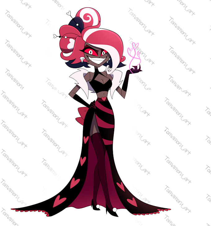 fullbody illustrations in the style of hazbin hotel