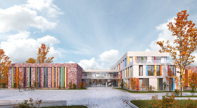 remodel community school, library room, computer labs, modular office building