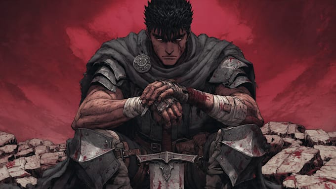 create high quality bespoke dark berserk art