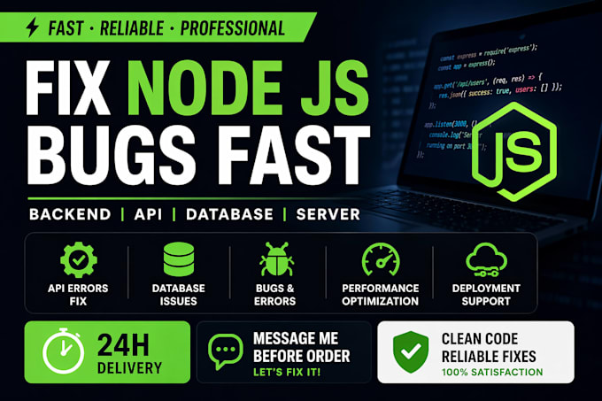fix node js, mongodb, and backend api bugs quickly