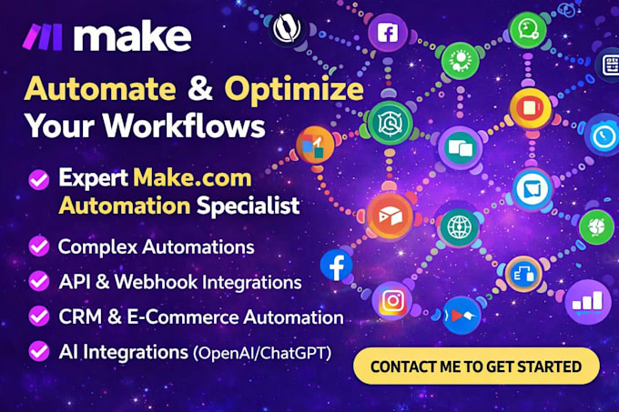 fix make com automation, setup make com scenario, make com API integration, make