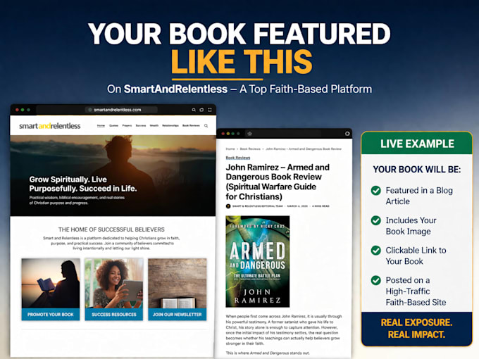 promote your christian book on my faith website with SEO backlink