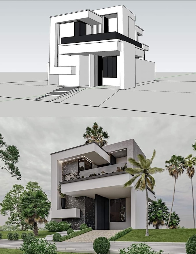 create and render awesome architectural 3d model in sketchup