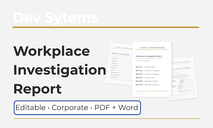 build a professional editable workplace investigation report system