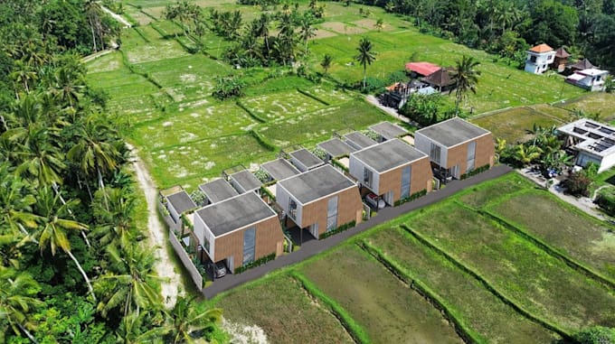 buildup gated community, urban plan development, site plan , aerial view render