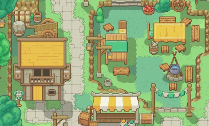 2d top down pixel art tileset tilemap pixel background game asset ...