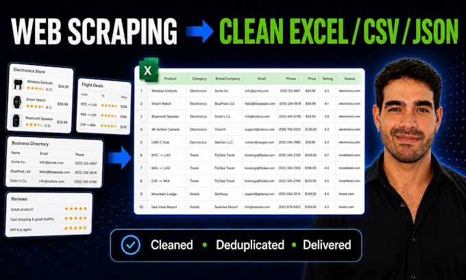 do web scraping and extract leads, products, or listings to excel or any format
