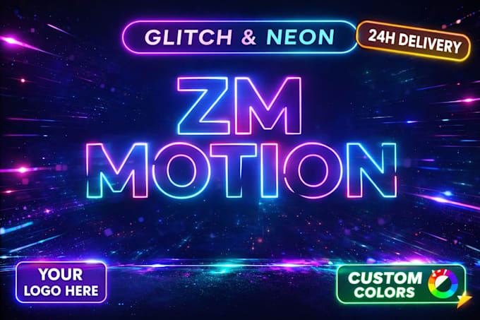 create gaming logo animation intro glitch neon