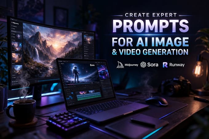 create expert prompts for ai image, video generation using midjourny sora runway