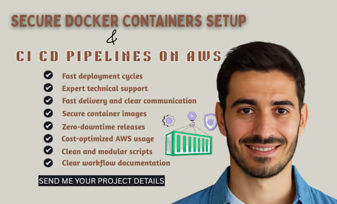 setup secure docker containers and ci cd pipelines on AWS