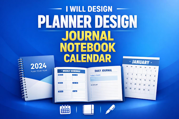 design minimalist planner journal notebookcover and calender
