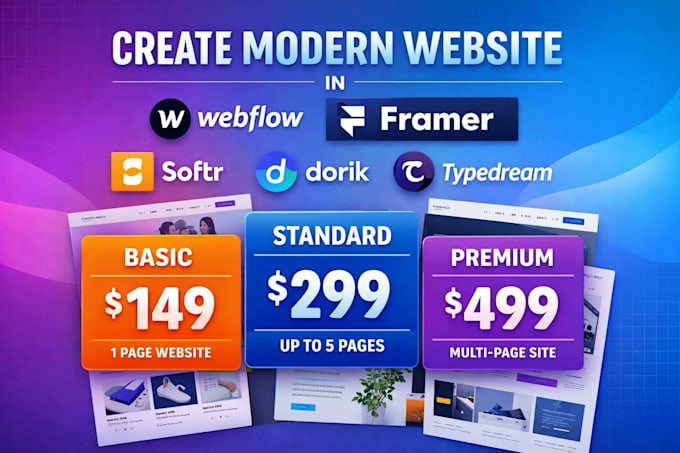 create modern website in webflow framer softr dorik carrd typedream