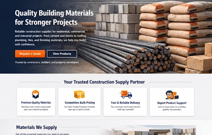 design redesign wix building materials website construction supply website