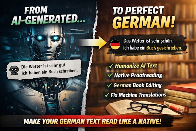 humanize german ai text german post editing native proofreading german book edit