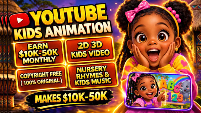 create 2d, 3d kids abc learning video, kids learning animation video