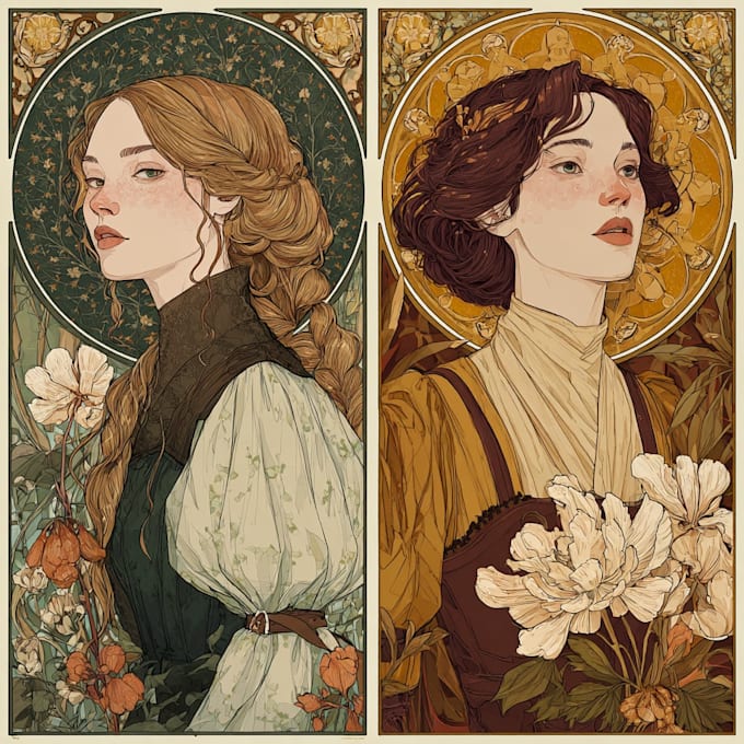 do illustrations in art nouveau style