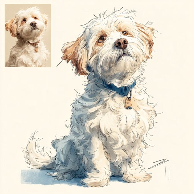 create pet cartoon portrait illustration