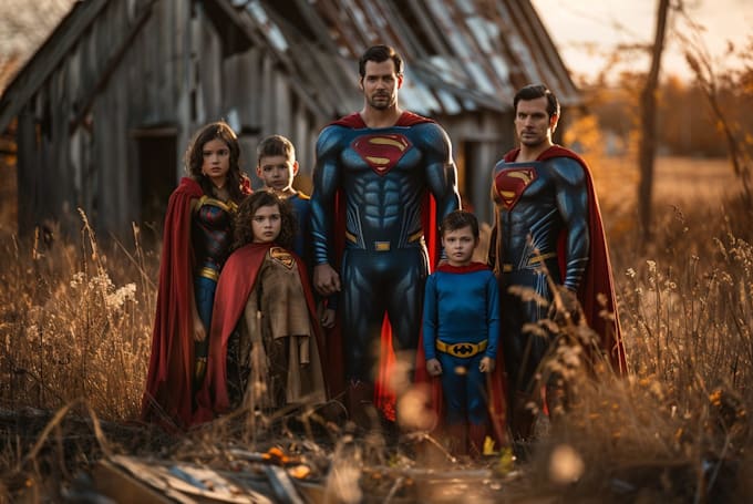 make a family superhero portraits for you